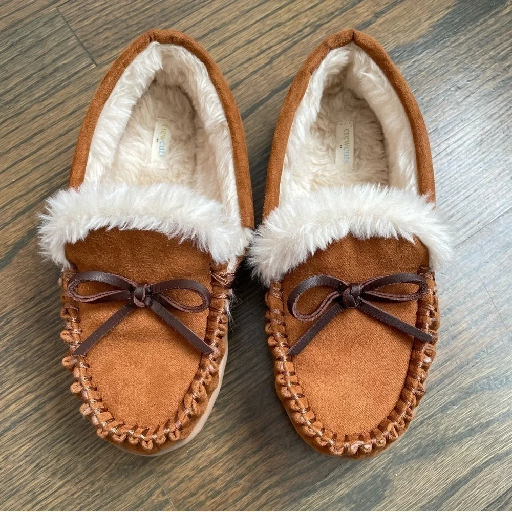 J.Crew Crewcuts Tan Suede Kids Slippers